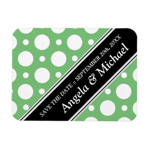 Magnet Flexible Cafe Green Assorted Pois Sauvez la date