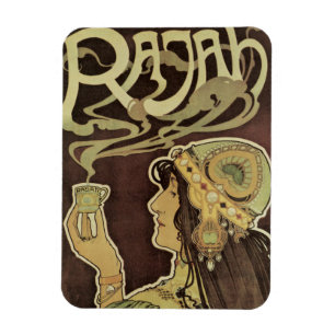 Magnet Flexible Café Rajah Art Nouveau vintage, femme avec café