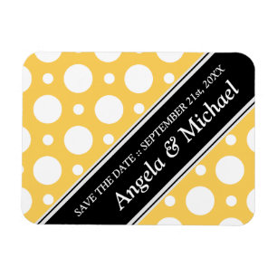 Magnet Flexible Cafe Yellow Assorted Pois Enregistrer la date