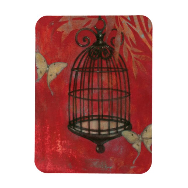Magnet Flexible Cage d'oiseaux décorative avec papillons (Vertical)
