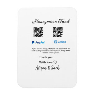 Magnet Flexible Caisse de lune de miel venmo paypal don Q R couple