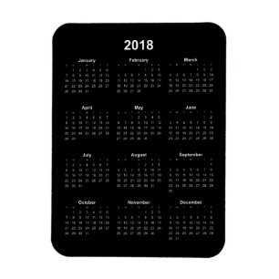 Magnet Flexible Calendrier 2018 - Texte blanc avec Arrière - plan 