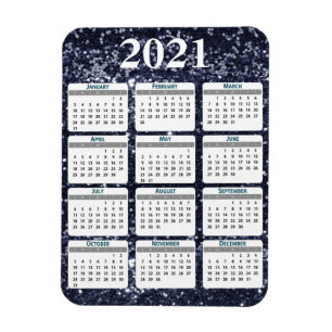 Magnet Flexible Calendrier 2021 de Parties scintillant de l'année 