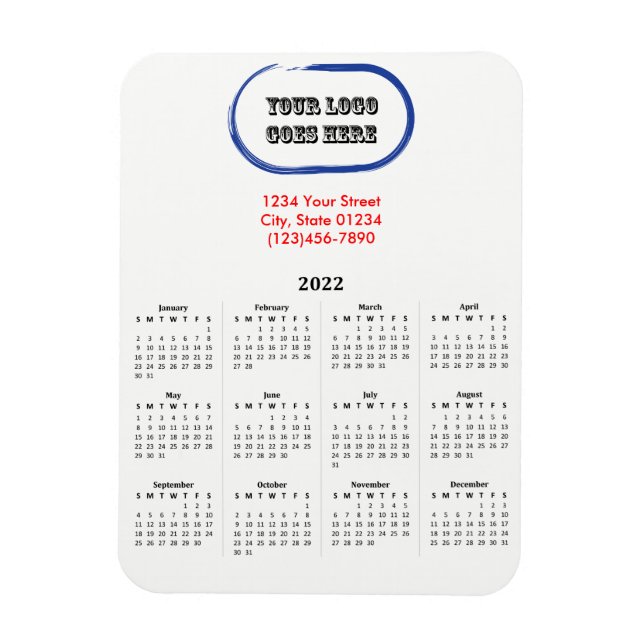 Magnet Flexible Calendrier 2022 avec logo (Vertical)