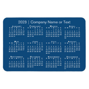 Magnet Flexible Calendrier 2023 bleu et blanc avec texte personnal