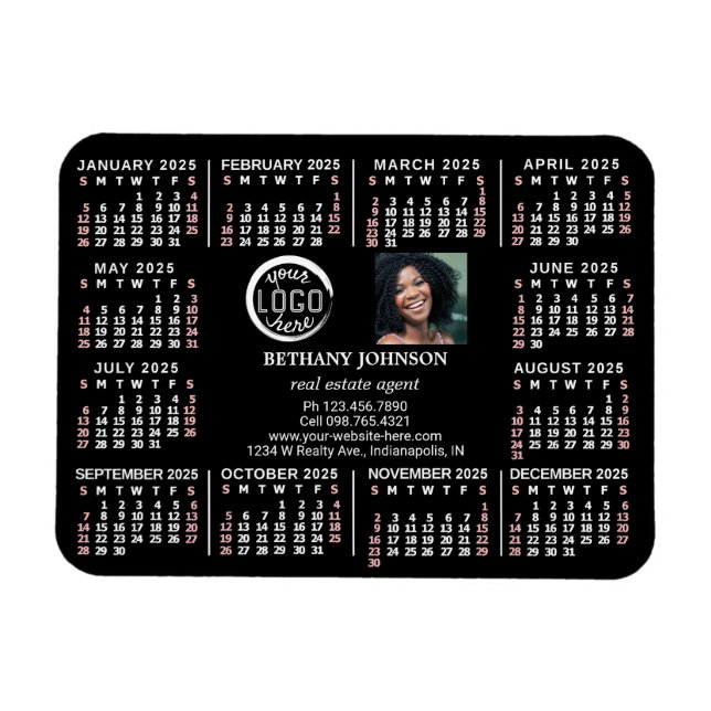 Magnet Flexible Calendrier 2023 Custom Business Logo Photo Texte F (Horizontal)