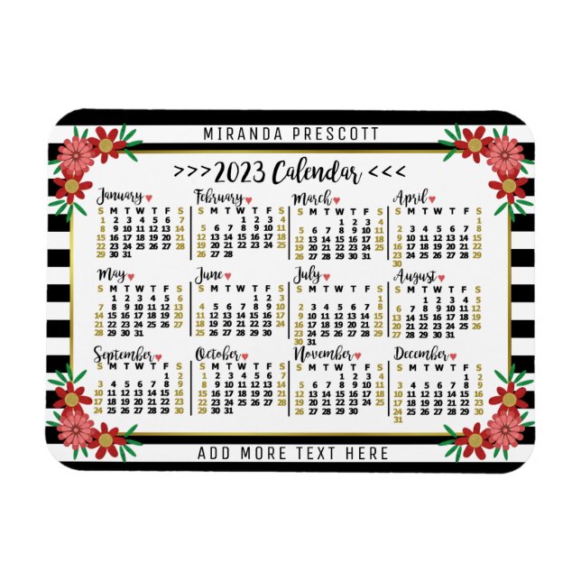 Magnet Flexible Calendrier 2023 (voir description pour la version  (Horizontal)