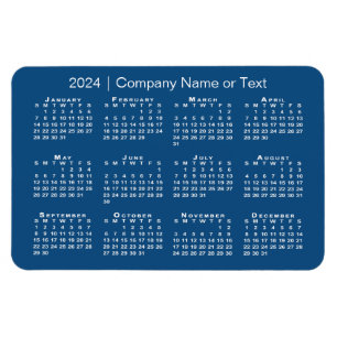 Magnet Flexible Calendrier 2024 bleu et blanc avec texte personnal