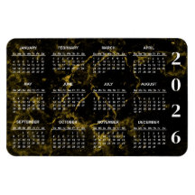 Calendrier 2026 en marbre noir et or