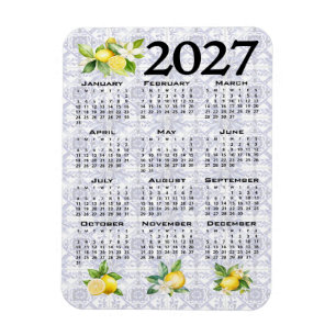 Magnet Flexible Calendrier 2027 Citrons Italiens Méditerranéen Car