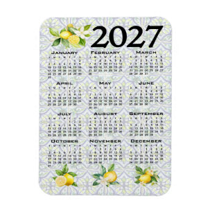 Magnet Flexible Calendrier 2027 Citrons Italiens Tuiles Méditerran