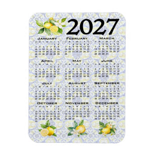 Magnet Flexible Calendrier 2027 Citrons Tuiles Méditerranéennes It