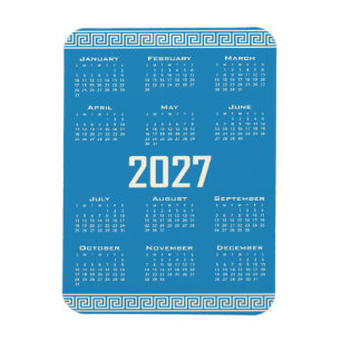 Magnet Flexible Calendrier 2027, Frette grecque, Latte cosmique su