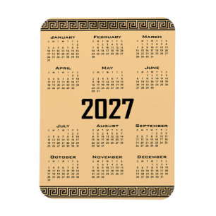 Magnet Flexible Calendrier 2027, Frise Grecque, Noir sur Beige