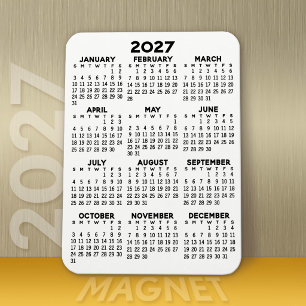 Magnet Flexible Calendrier 2027 - Noir et Blanc Minimal Basique