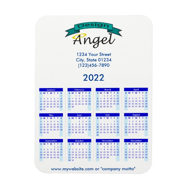 Magnet Flexible Calendrier Bleu 2022 de votre logo (Vertical)