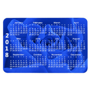 Magnet Flexible Calendrier bleu des pétales de rose 2018