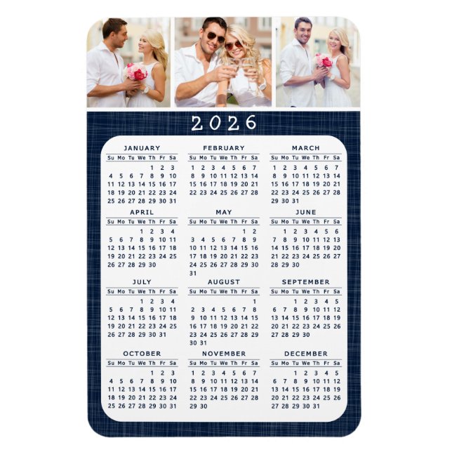 Magnet Flexible Calendrier de la Frise bleue de la marine photo 20 (Vertical)