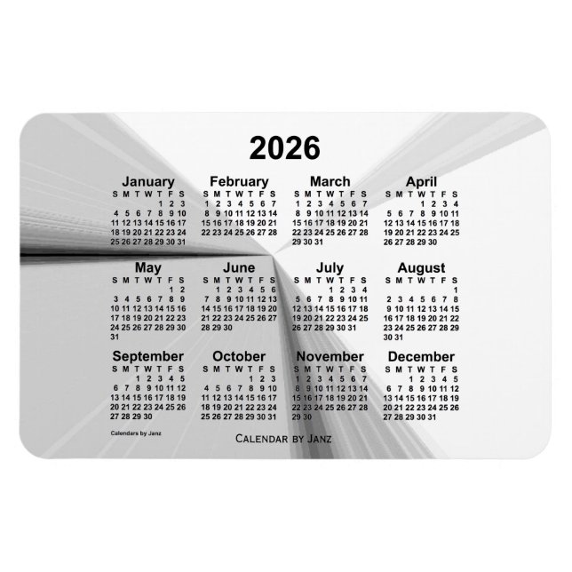 Magnet Flexible Calendrier de la fumée disparue 2026 par Janz 4x6 (Horizontal)