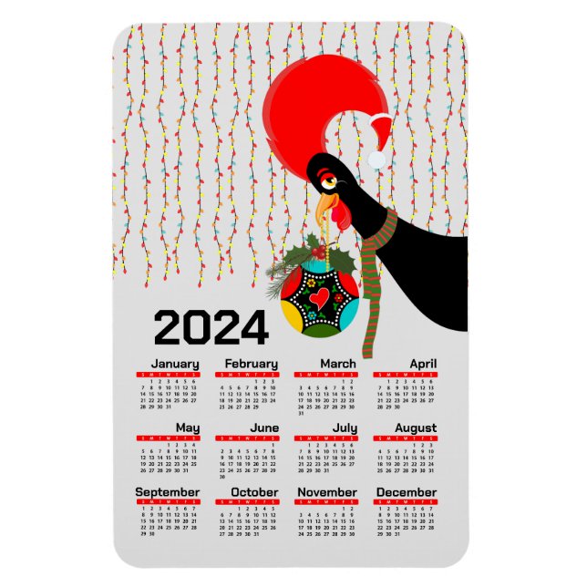Magnet Flexible Calendrier de Noël 2024 du Rooster portugais (Vertical)