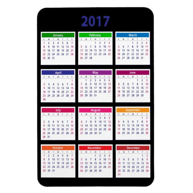 Magnet Flexible Calendrier des couleurs 2017 personnalisable grand (Vertical)