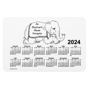Magnet Flexible Calendrier des éléphants blancs 2024 par Janz 4x6 