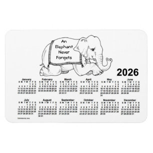 Magnet Flexible Calendrier des éléphants blancs 2026 par Janz 4x6 