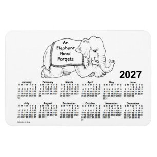 Magnet Flexible Calendrier des éléphants blancs 2027 par Janz 4x6 