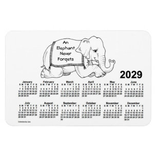 Magnet Flexible Calendrier des éléphants blancs 2029 par Janz 4x6 