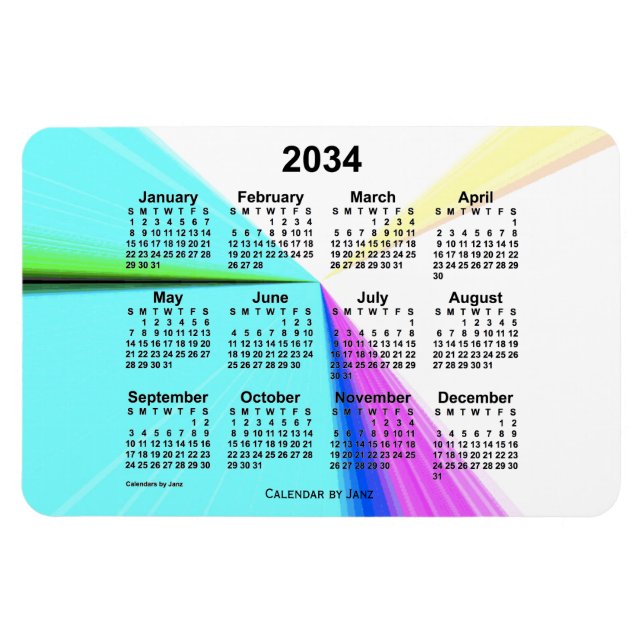 Magnet Flexible Calendrier des points de fuite 2034 par Janz 4x6 M (Horizontal)