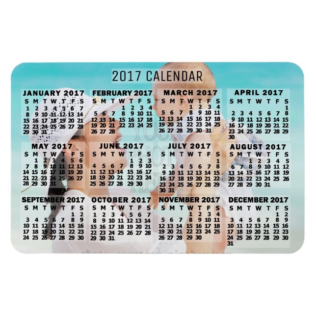 Magnet Flexible Calendrier mensuel 2017 Année Noir | Ajouter une p (Horizontal)