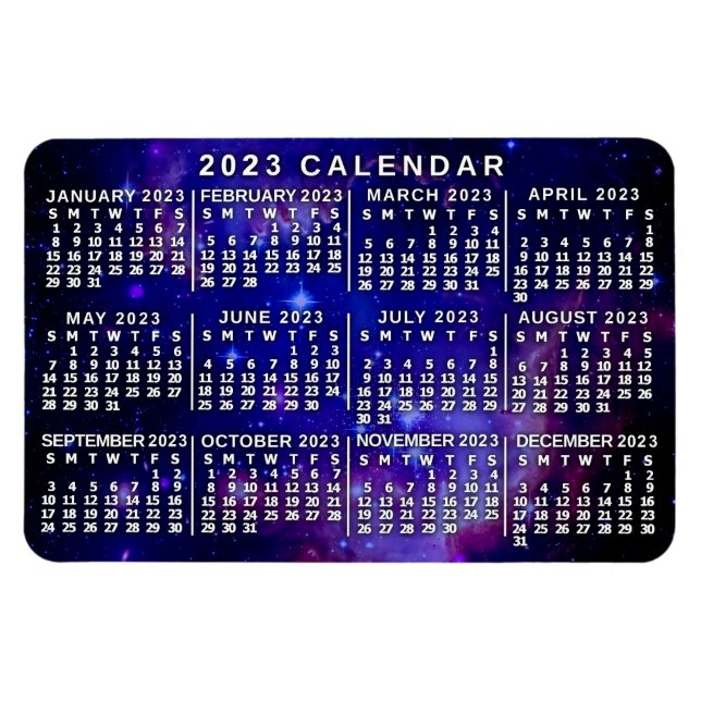 Magnet Flexible Calendrier mensuel 2023 Nebula spatiale externe (Horizontal)