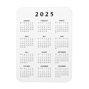 Magnet Flexible Calendrier mensuel 2025