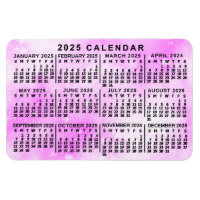 Calendrier mensuel 2025 Étoiles d'aquarelle rose
