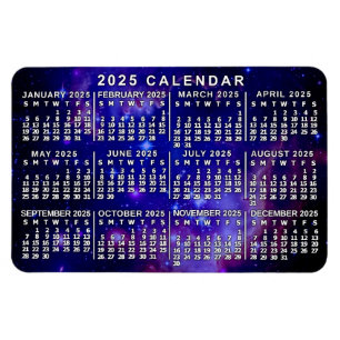 Magnet Flexible Calendrier mensuel 2025 Nebula spatiale externe