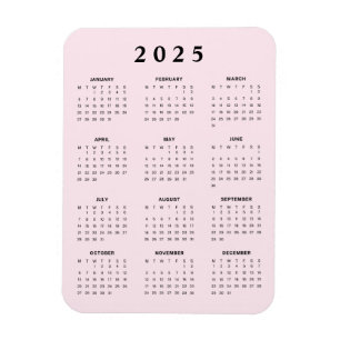 Magnet Flexible Calendrier mensuel Pink 2025
