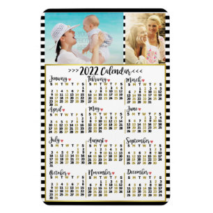Magnet Flexible Calendrier mensuel rayé de l'année 2022   Photos p