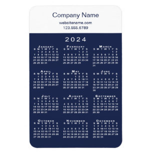 Magnet Flexible Calendrier moderne 2024 Nom de l'entreprise Info M