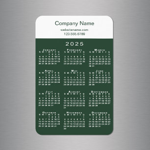 Magnet Flexible Calendrier moderne 2025 Nom de la société Vert Bla