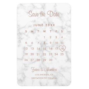 Magnet Flexible Calendrier Moderne Marbre Rose Or Sauvegarder la D