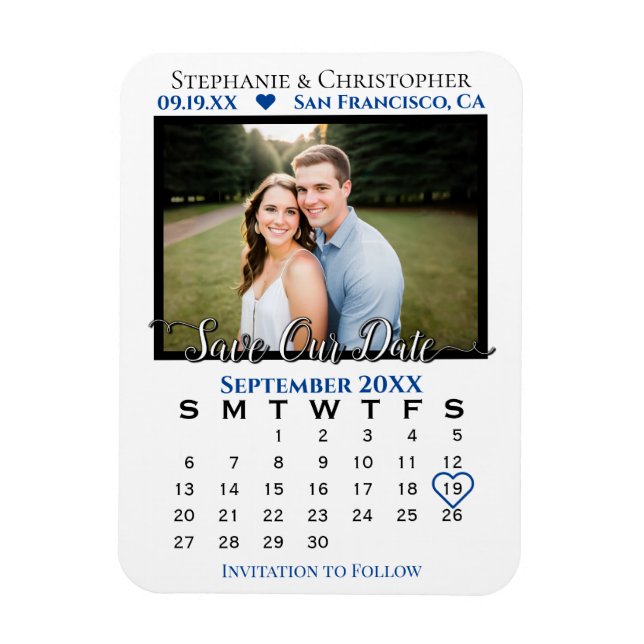 Magnet Flexible Calendrier photo Marine & White Enregistrer notre  (Vertical)