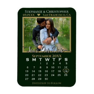 Magnet Flexible Calendrier photo Vert & Or Enregistrer notre Maria