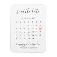 Calendrier simple Save the Date cœur pêche pastel