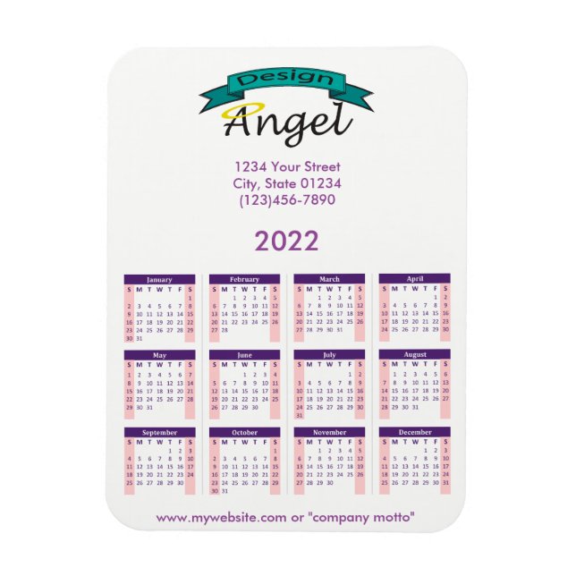 Magnet Flexible Calendrier violet de marque 2022 (Vertical)
