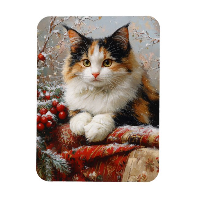 Magnet Flexible Calico Chat Coupe d'hiver Peinture Flexible (Vertical)