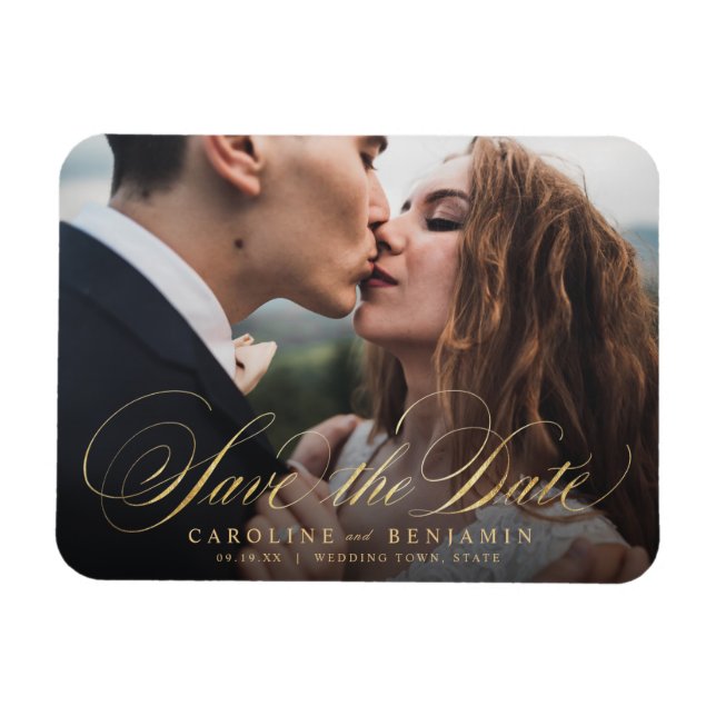 Magnet Flexible Calligraphie classique mariage photo enregistrer l (Horizontal)