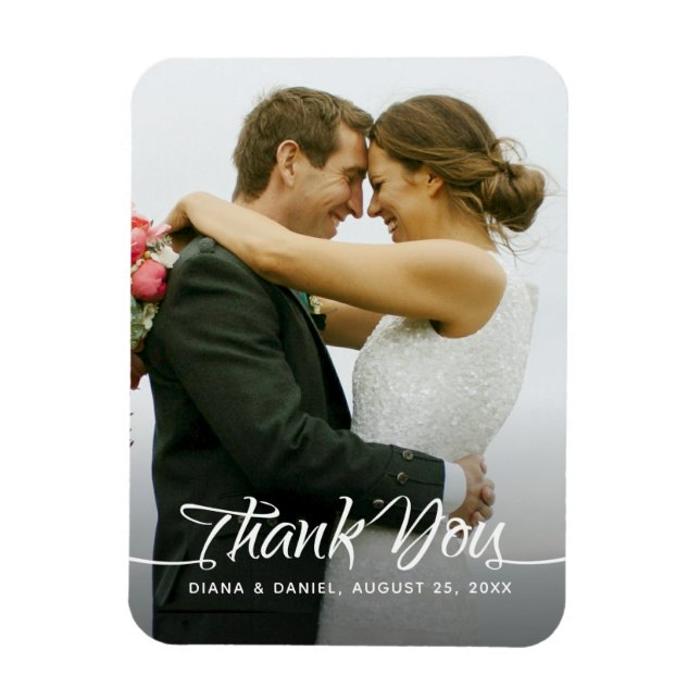 Magnet Flexible Calligraphie Mariage Merci photo personnalisée (Vertical)