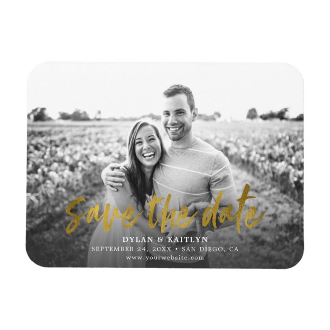 Magnet Flexible Calligraphie moderne Enregistrer la date Mariage P (Horizontal)