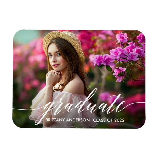Magnet Flexible Calligraphie moderne Faire-part de graduation phot (Horizontal)