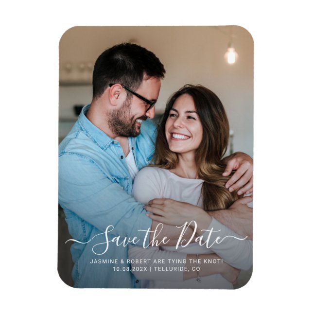 Magnet Flexible Calligraphie moderne Mariage Enregistrer la date (Vertical)